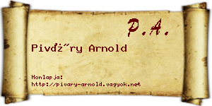 Piváry Arnold névjegykártya